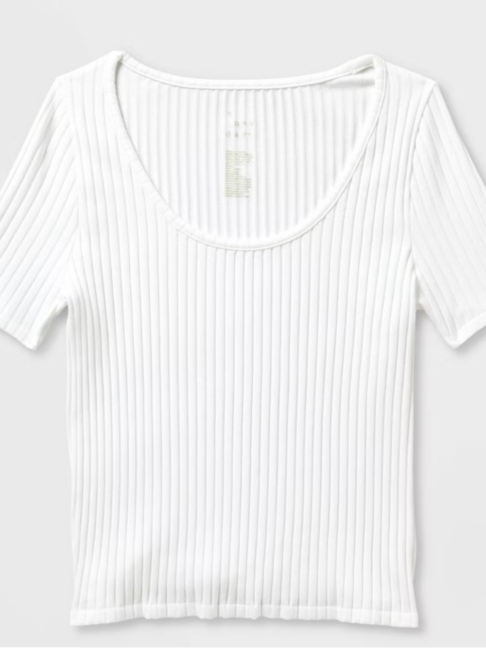 NWT Target Women's Ribbed Scoop Neck Short Sleeve Top - White.